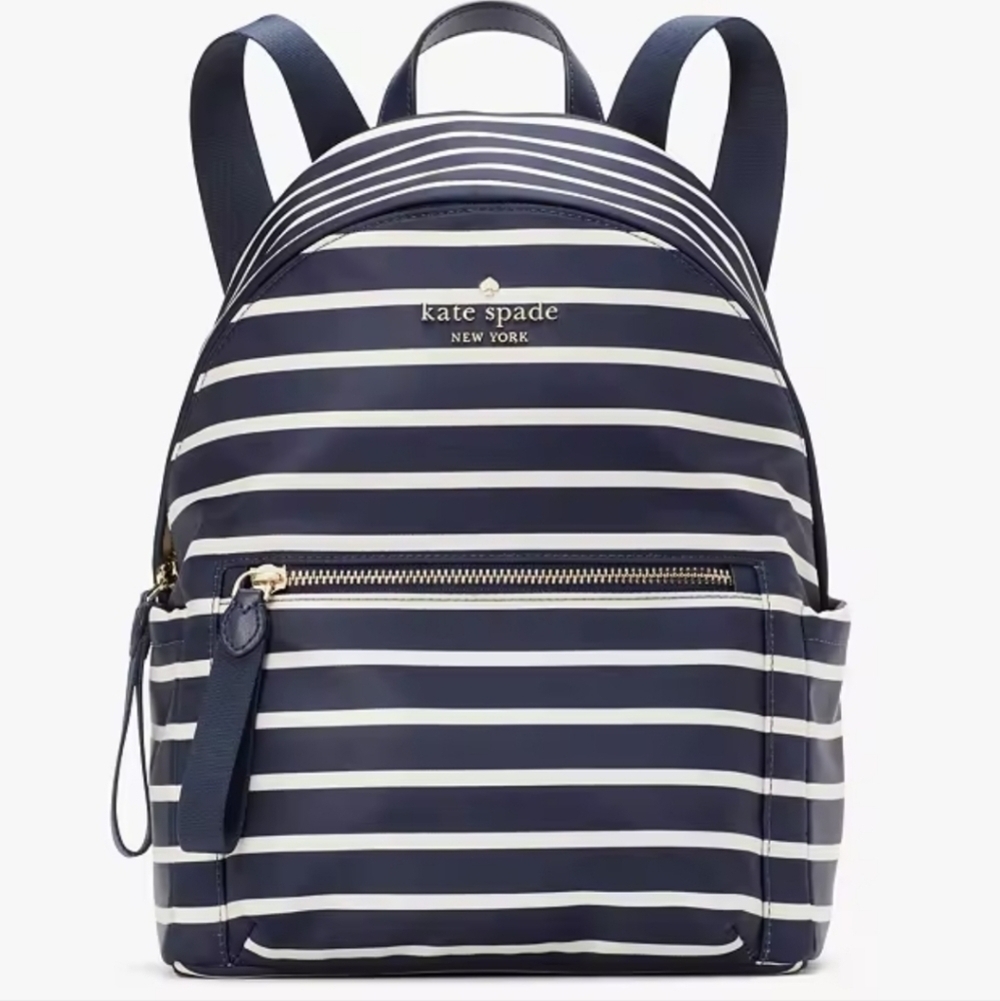 kate spade Chelsea Nylon Medium Backpack Navy blue and Off-white NWT